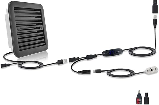 11 Inch 5V/12V Dual Voltage Temperature Controlled Fan, 10 Speed IPX5 Waterproof Quiet Cooling System for Enclosed Trailer, RV, Camper, Greenhouse, Attic, Chicken Coop, Dog House - Black