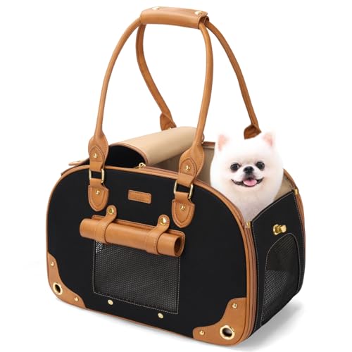 Image of Dog Carrier Purse, Pet Carrier, Foldable Waterproof Premium Nylon Pet Travel Portable Bag Carrier for Cat and Small Dog Home /Outdoor Medium Black
