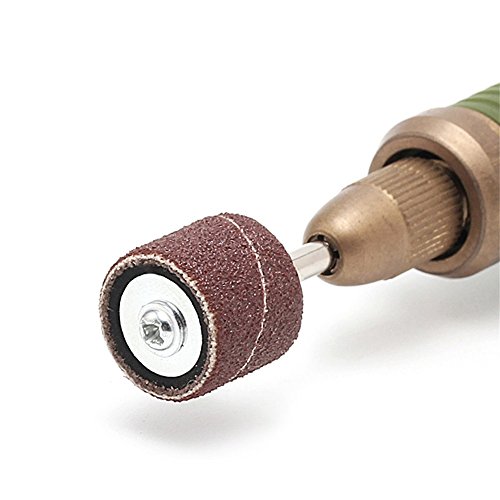 104 Stück Zylinder Schleifstifte Ärmel Schleifmaschine Trommel 60 120 320 Körnung mit Rotationsset 4 Stück Spindeln aus Gummi