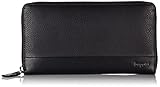 Bugatti Atlanta Geldbörse Damen Groß 8CC - Frauen Geldbeutel mit Reißverschluss Lang - Damengeldbörse Langbörse Portemonnaie im Querformat, Schwarz