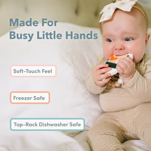 Image of Loulou Lollipop Silicone Teether for Babies 4 Months and Up, Textured Teething Toy for Sore Gums, BPA-Free Food-Grade Silicone, Easy to Hold, Dishwasher & Freezer Safe, Pretzel Dog
