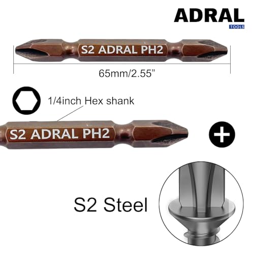 Image of PB65 Power Bit HD - 65mm Double Sided PH2 Magnetic Screwdriver Bit | S2 Steel | High Torque | Brown Anti-Rust Coating | Extra Strong Magnetic Head | Pack of 10