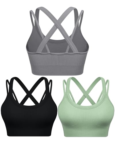 WANAYOU High Support Sports Bras for Women Cross Back Workout Sports Bra