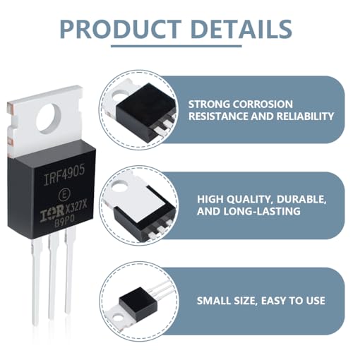 Innfeeltech 10 Stück MOSFET Transistoren IRF4905 74A 55V Feldeffektröhren P-Kanal To-220 Power MOSFET Feldeffekttransistor Gleichrichter