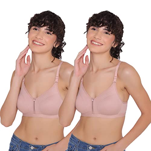 Image of INKURV Women's Non Padded Wireless T-Shirt Bra with Seamless Cups and Detachable Straps Combo of 2