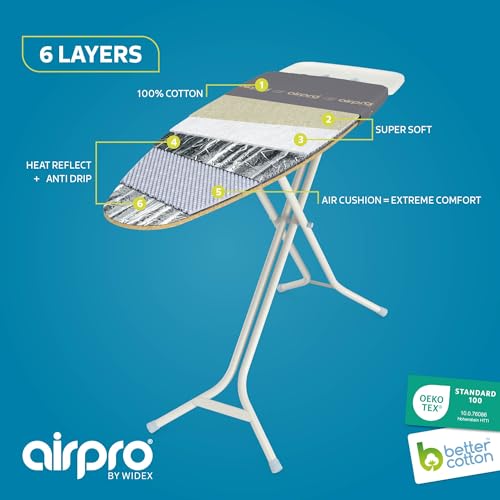 Airpro By Widex 6-lagiger Bügelbrettbezug für Dampfbügeleisen - Größe XL universal max 125x50...