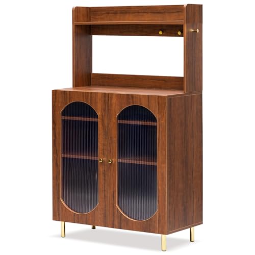 Image of Rocco Stellar Bookshelf with Upper Shelf, Auto LED Lights & Acrylic Doors | Engineered Wood Bookcase | Adjustable Shelves, Scratch-Resistant | Living Room, Library & Office (Teak Brown, Medium Size)