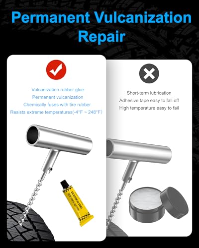 Image of Tire Repair Kit with Plugs, Tire Plug Kit Heavy Duty Professional for Car, ATV, Motorcycle, Truck, Flat Tire Emergency Repair (Boxed Type - 16 PCs)