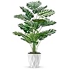 Der Rose 28″ Tall Fake Plants Large Artificial Monstera Faux Potted Plants Indoor with White Pot for Home Office Living Room Decor