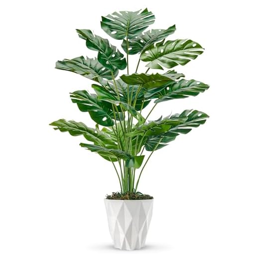 Der Rose 28" Tall Fake Plants Large Artificial Monstera Faux Potted Plants Indoor with White Pot for Home Office Living Room Decor