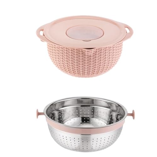 Ainoli Colador 4 en 1 con Juego de tazón para Mezclar, rallador multifunción de Zanahorias y Verduras, Limpiador de Frutas, coladores de Acero Inoxidable para Cocina (Azul)