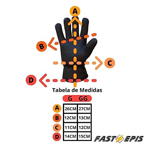 Luva de Motociclista em Couro Sintético Forrada Impermeável (G)
