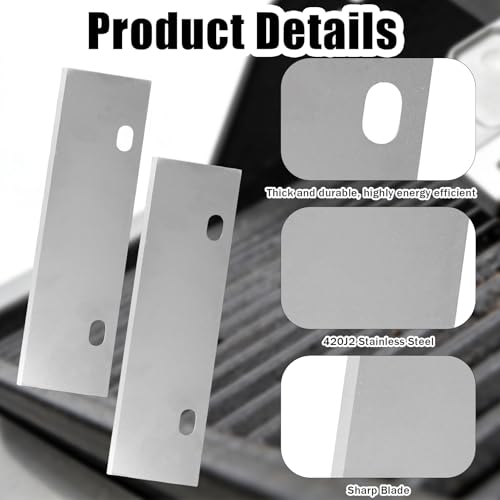 Goktvai Grillplatten Schaber Set, Inklusive 2 Ersatzklingen und 1 Prallblech Grillplatten-Reinigungsset Praktisches Grillzubehör Geeignet für die Reinigung von Außengrills