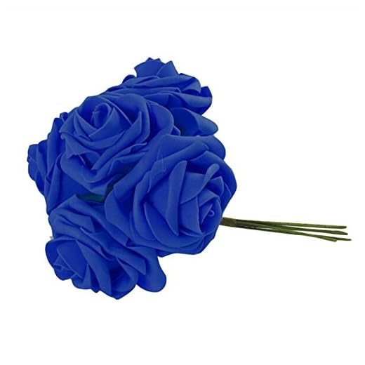 10x Rosas Flor Artificial Espuma Decoración Partido Hogar Novia Color Azul Marino