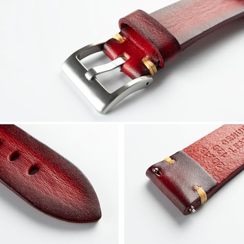 Image of Retro Handmade Watch Band, Quick Release Vintage Leather Watch Strap Replacement,Choice of Width-18mm 20mm 22mm 24mm or 26mm