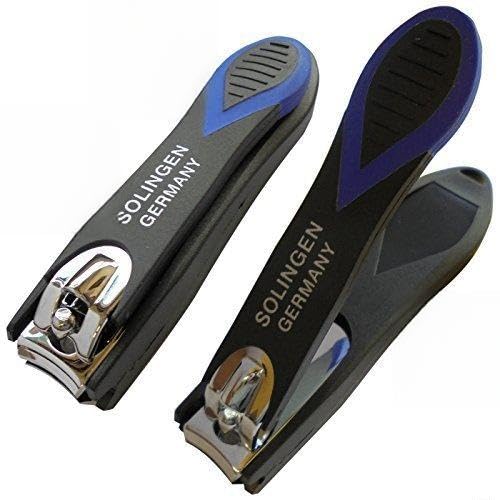 YNR ® 2 Pcs Nail Clipper Set - Perfect German Toe Nail Clipper for Thick Nails, Extra Sharp Easy Grip Nail Clipper, Professional Deluxe Stainless Steel Nail Clippers | (Blue Sets)