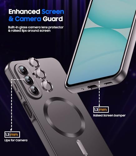 Image of DIZORO Samsung A36 Case, Compatible with Mag Safe Back Cover, Matte Luxury Metallic Luster Flexible TPU Wireless Charging Shockproof Case with Camera Protector Lens (Coffee)