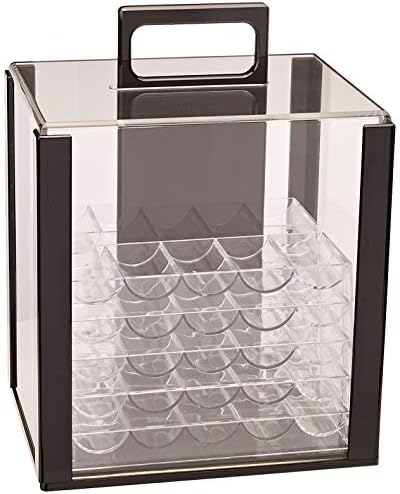 Brybelly Clear Acrylic Poker Chip Tray | for Standard Size Chips & Clay Chips | Each Tray Holds 100 Chips | 10 Trays & Carrier