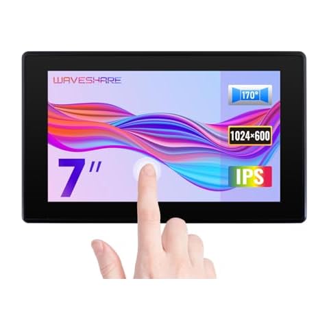 Waveshare 7inch Capacitive Touch Screen LCD (H) with Case, Compatible with Raspberry Pi 5/4B/3B/Zero/Zero W/Zero 2W/Pico/Pico W/Pico WH, 1024×600, HDMI, IPS Cover