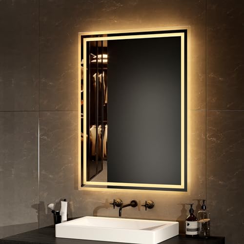 EMKE LED Badspiegel mit Beleuchtung 80x60cm, Anti-Beschlag-Funktion – Ansicht 2