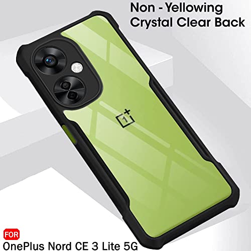 Image of JANAK RAJ Shockproof Bumper - Crystal Clear Transparent Back Case Cover Compatible with OnePlus Nord CE 3 Lite / 1+ CE3 Lite /Oppo K11x 5G | Minimalist PC+TPU 360 Protection Tough Rugged Design - Black