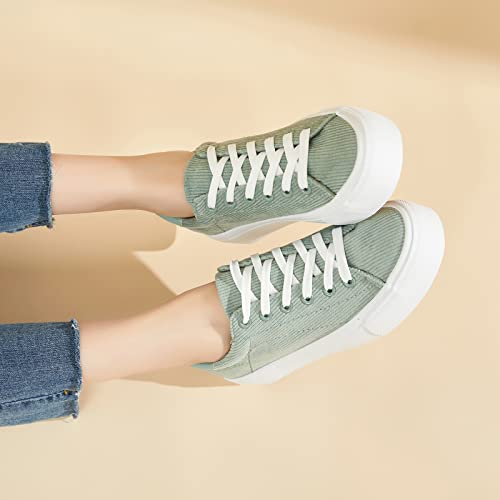 Image of THATXUAOV Womens Platform Sneakers White Tennis Shoes Casual Low Top Fashion Sneakers