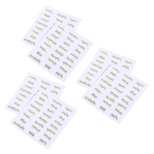 OHPHCALL 6 hojas Pegatinas Adhesivas con Letras Doradas para Botellas de Aceite Esencial de Etiquetas Autoadhesivas para Diferenciar Frascos Decoración Elegante y Fácil Identificación