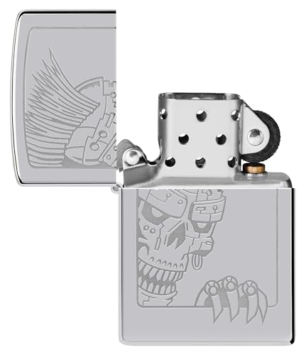 Image of Zippo Mohawk Skull Windproof Lighter - Punk-Inspired Skull with Spiked Hair, Matte Finish, Refillable, (BIS Certified)