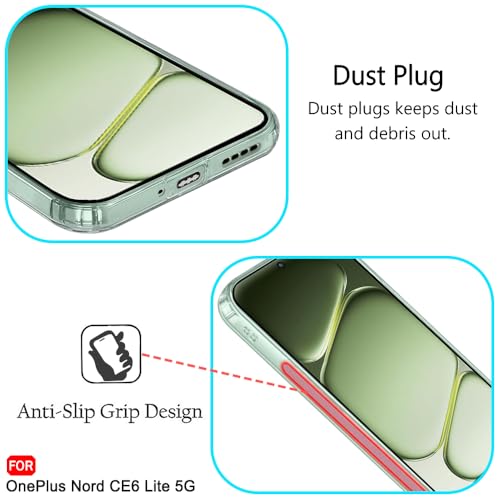 Image of TheGiftKart Back Cover Soft Case for OnePlus Nord CE 6 Lite 5G | Best Camera Protection | Inbuilt Dust Plugs & Anti-Slip Grip | Ultra Clear Slim Cover for OnePlus Nord CE6 Lite (Silicone, Transparent)