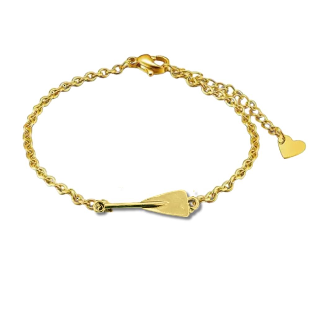 Sportybella Crew Rowing Bracelet Rowing Jewelry, Row Oar Charm Bracelet, Adjustable Rope Oar Charm Bracelet for Women Rowers (Silver)