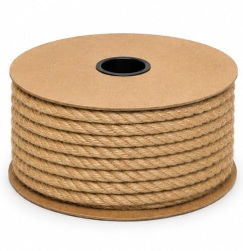 Everlasto Natural Jute Rope 30m Length x 10mm Diameter – Thick & Strong 3 Strand Twisted Rope for Gardening, DIY Crafts, Tying, Packaging & General Purpose