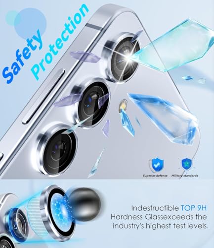 Image of ZARALA Camera Lens Frame Glass Compatible with Samsung Galaxy S25 FE 5G Tempered Glass Aluminum Alloy Frame Individual Camera Lens Protector Cover (Galaxy S25 FE 5G, SERA Blue)