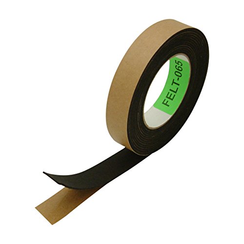 JVCC FELT-065 Polyester Felt Tape [1.5mm thickness felt]: 1 in. x 10 ft. (Black)