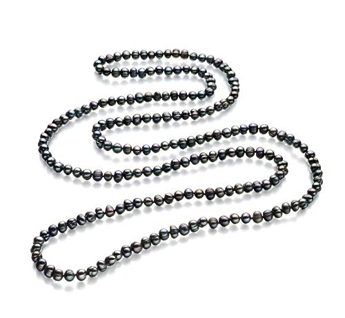 Betty Black 6-7mm A Quality Freshwater Cultured Pearl Necklace for Women-51 in Rope Length