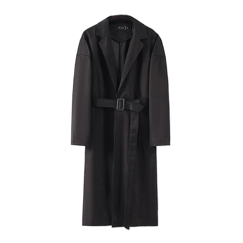 Generico Giacca Trench Lunga Da Uomo, Risvolto A Tacca Lunghezza Giacca A Vento Cappotto Avvolgente Con Cintura Classico Ufficio Casual Business Mod Cappotto Vestibilità Ampia Soprabito Giacca Capp