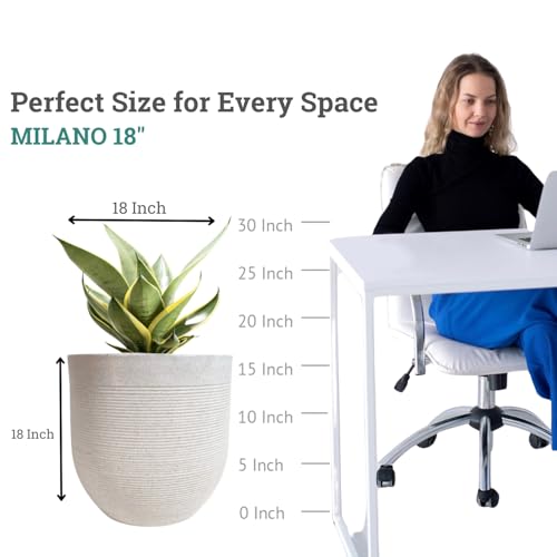 Image of Amazon Brand - Umi 18 Inch Large Plastic Planter Pot for Indoor Outdoor Plants | Big Size Garden Gamla UV Resistant Polymer Flower Pot | White Decorative Pot for Balcony, Garden, Terrace & Home Decor