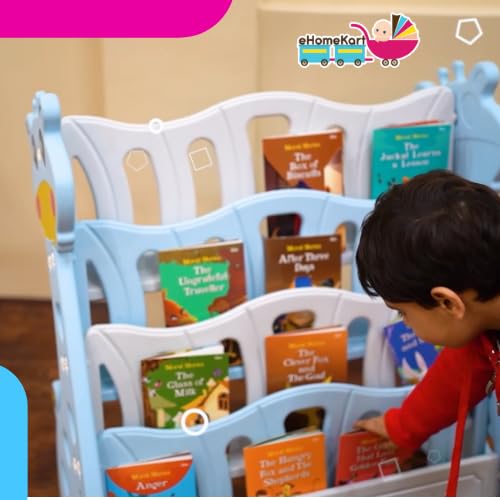 eHomeKart Plastic Bookshelf And Organizer For Kids - Multi-Purpose Shelves For Books Storage - Book Shelf Cabinet - Perfect For Home, Play Schools & Kindergarten - Portable And Lightweight (Pink) 4
