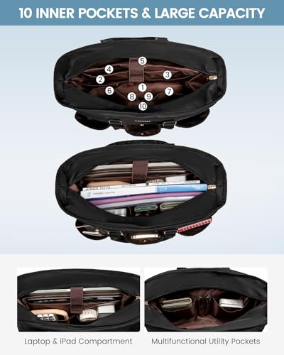 LOVEVOOK Laptop Tote Bag for Women Work, Teacher Tote Bag Nurse Bag With Large Cup Holder, Utility Professional Computer Bag For Work/Travel/College/Daily, Large Purse Handbag With Multi Pockets - Image 3