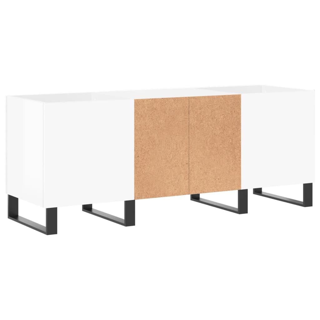 Armadio per dischi in vinile, bianco lucido, 121 x 38 x 48 cm | Armadio HiFi per il soggiorno con robuste gambe in ferro e molto spazio per la vostra collezione di musica LP.