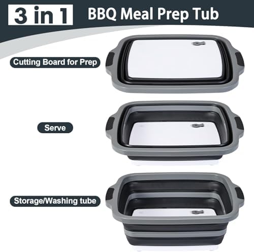Cubeta plegable para BBQ negra con tapa y manta 21" miniatura 3