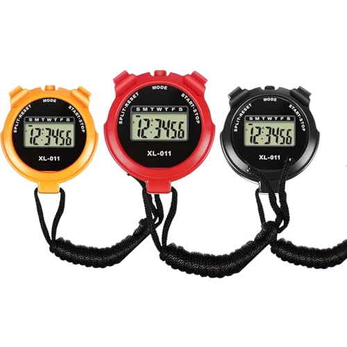 Xrten 3 Piezas Digital Cronómetro, Cronómetro Deportivo Digital Profesional, Cronógrafo de Mano Reloj Digital Cronómetro, Cronómetro Reloj para Fútbol, Correr, Natación