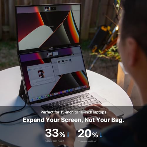 Image of New Mobile Pixels Duex Float 2 Pro 2.5 K Portable Monitor, 16 inch Laptop Screen Extender (Built-in Kickstand), USB C /HDMI Stacked Monitor Extender with Dual Speakers, Windows, MacOS, Switch, Android