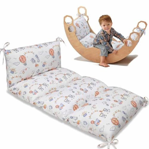 Climbing Arch Cushion & Rocker Pillow for Toddlers Multi-Use Floor Seat Nap Mat Playroom Pillow with Removable Washable Cover Kids Bed Floor Cushion for Nursery Bedroom Playroom (BALLOON)