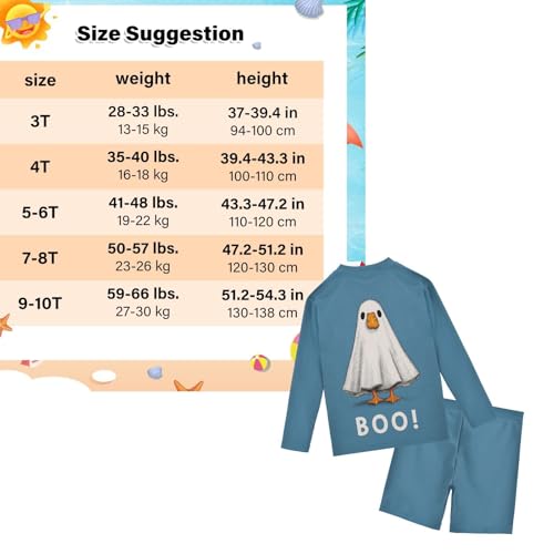 Traje de baño de dos piezas para niños Boo Gooses Ghosts con manga larga 3