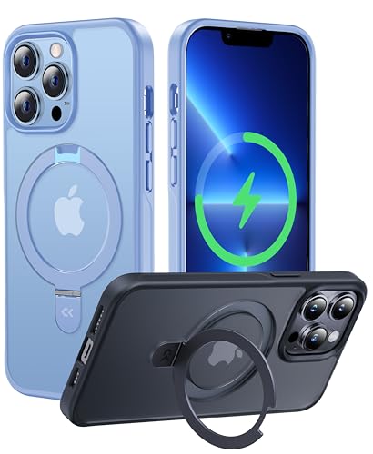 Image of CASEKOO Designed for iPhone 13 Pro Case with Magnetic Invisible Stand [Military Drop Protection] [Compatible with MagSafe] Shockproof Slim Translucent Matte Case 6.1 Inch 2021, Light Blue