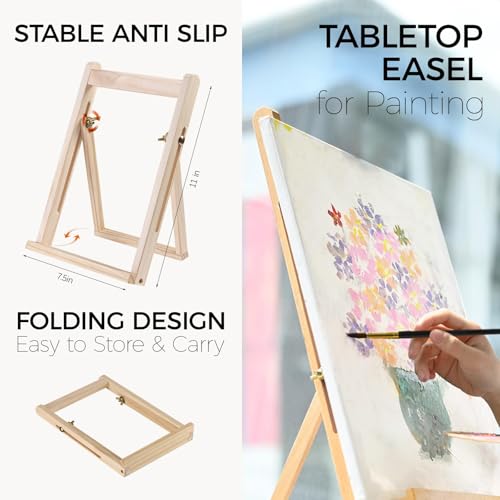 Acrylic Art Set, 41 PCS Painting Kit, Acrylic Paint Set for Kids, Painting Supplies with 24 Acrylic Paints, 1 Wooden Easel , 4 Canvas Panels, 8 Paint Brushes, Drawing Pad, Art Supplies for Kids Adults - Image 5