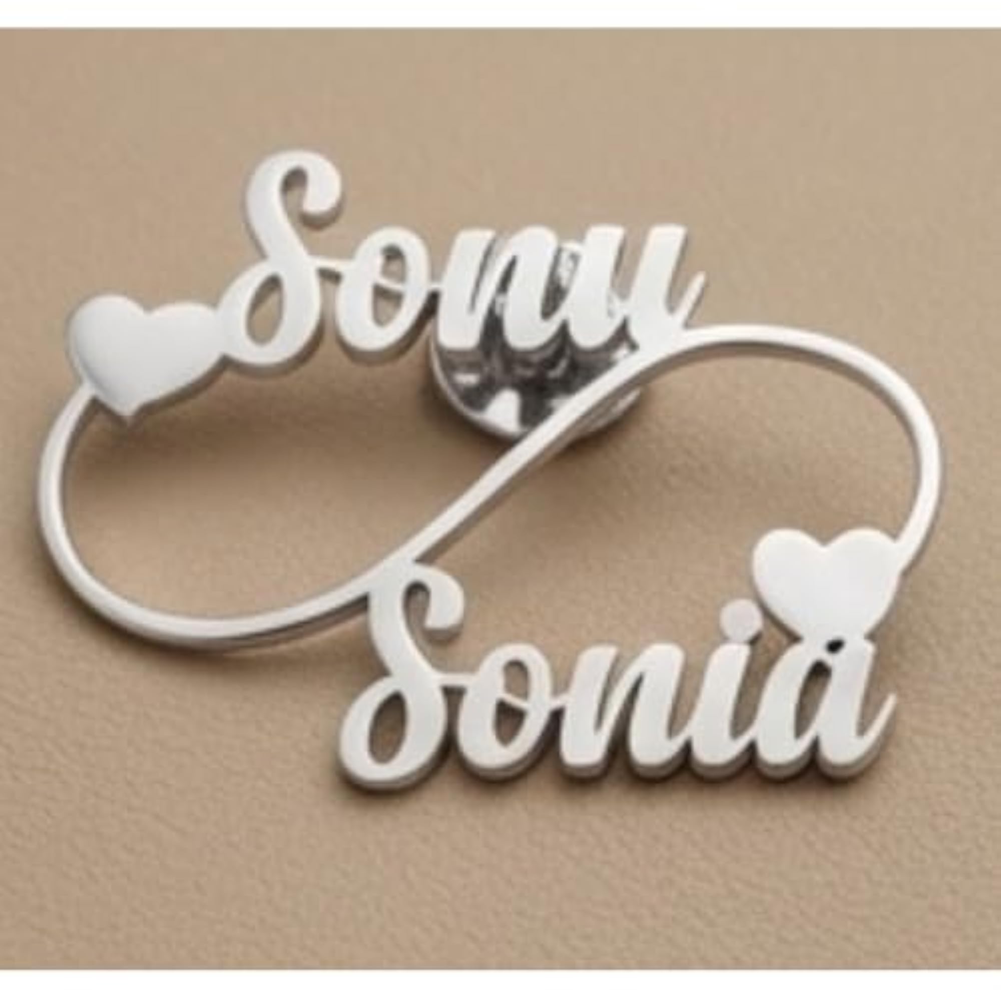 Personalized Infinity Couple Name Brooch