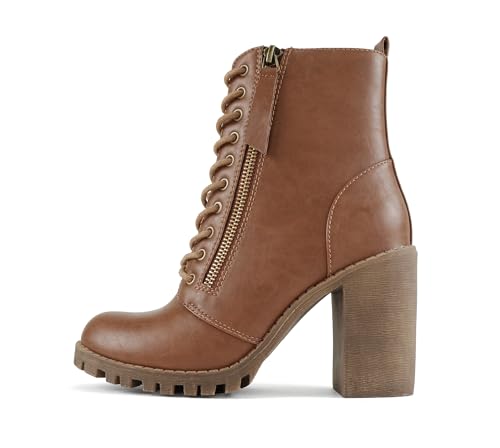 Image of Soda Women's Malia Faux Lace Up Chunky Lug Sole Combat Boot