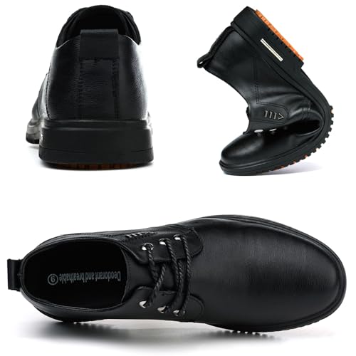 Non Slip Work Shoes for Men Waterproof Mens Slip Resistant Shoes，Comfortable Food Service Kitchen Restaurant Chef Work Shoes Black4