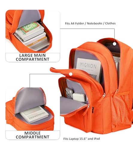 Image of abshoo Classical Basic Womens Travel Backpack For College Men Water Resistant Bookbag (Tangerine)